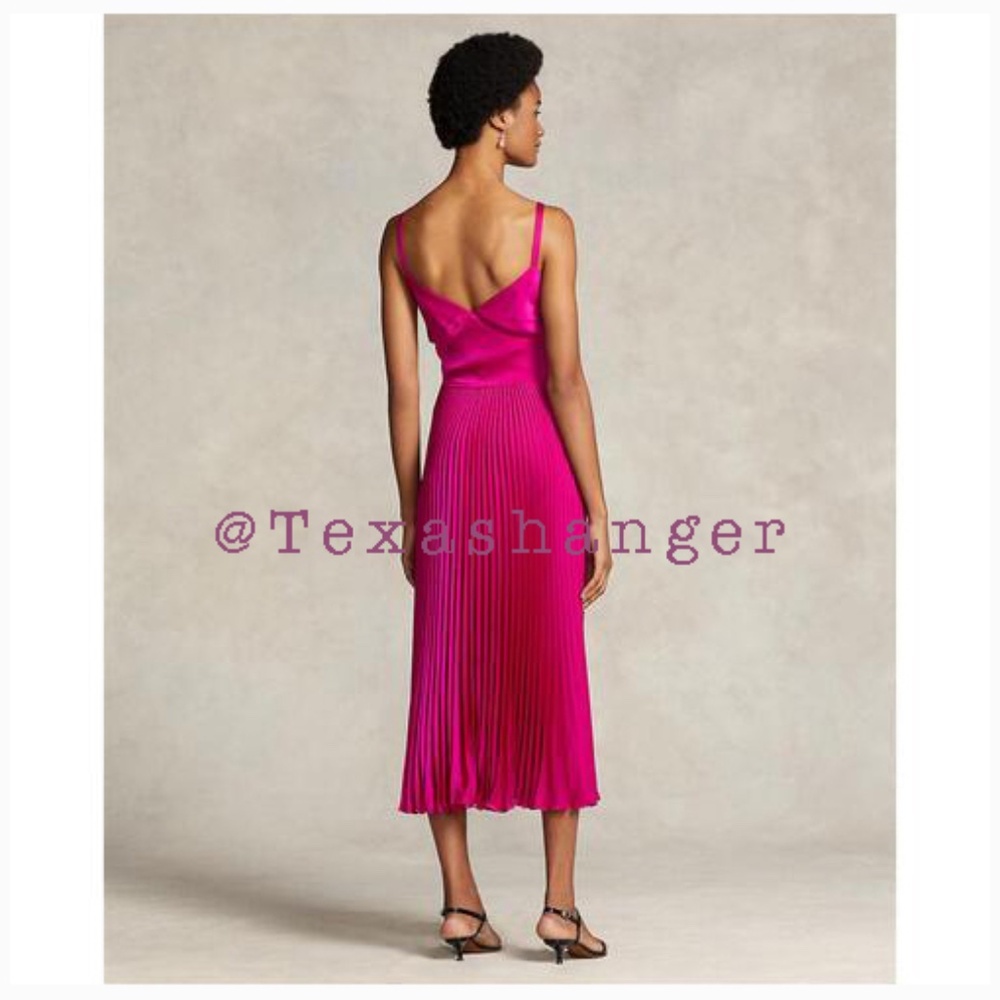 NWT Polo Ralph Lauren Pleated Midi Dress Size 2 Pink - Picture 7 of 15